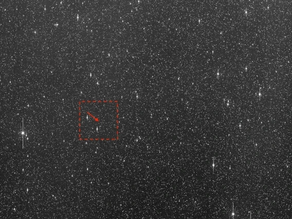 image of space with an arrow where asteroid 2024 YR4 would be