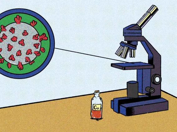 illustration of microscope and virus