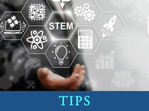 Illustration for Training Grants hand with stem symbols