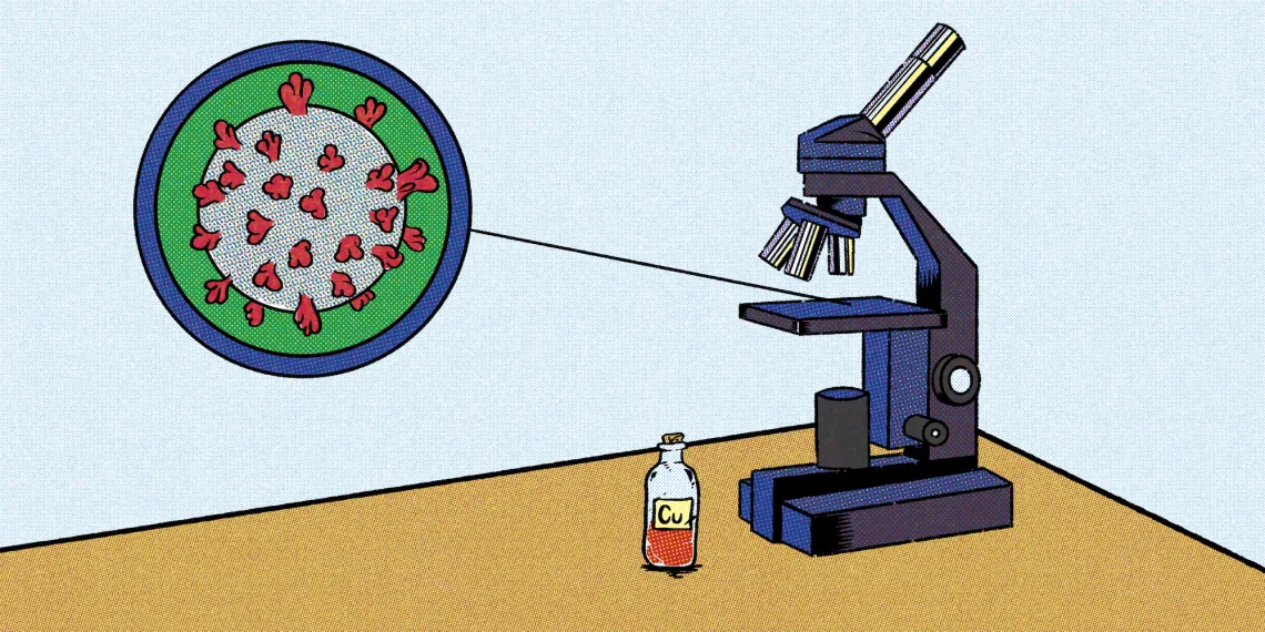 illustration of microscope and virus