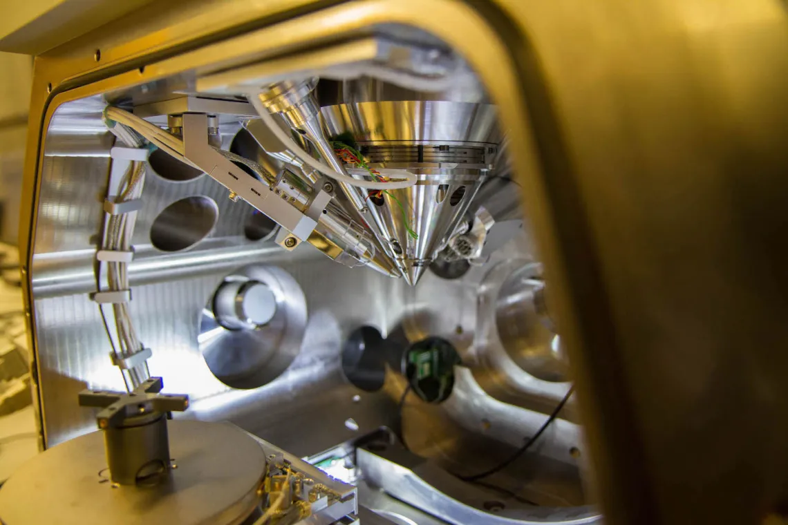 Close-up of a focused ion beam