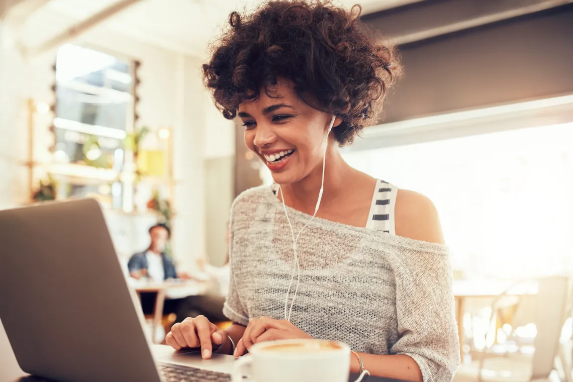 Photo of woman using a laptop computer