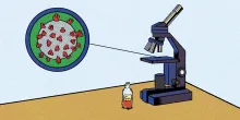 illustration of microscope and virus